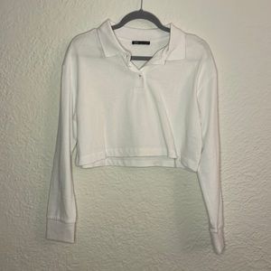 Zara white cropped collared shirt